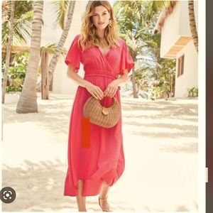 Tommy Bahama size M Oliana high low maxi dress Paradise
Pink elastic waistband .